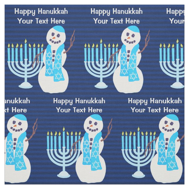 Hanukiah för Hanukkah judiskt snögubbeblått Tyg (Provkarta)
