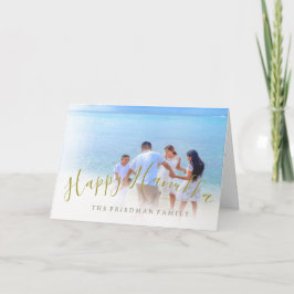 Hanukka familjefoto guld kort