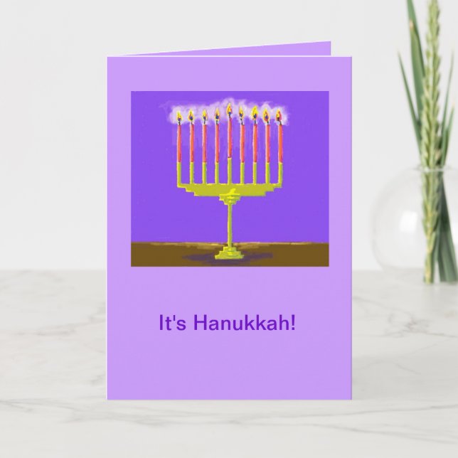 Hanukka kort med mycket ljus menora (Framsida)
