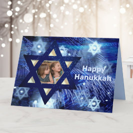 Hanukkah 1 eller 2 Photo Family Kids Blue Helgkort