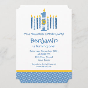 Hanukkah 1st födelsedag inbjudningar
