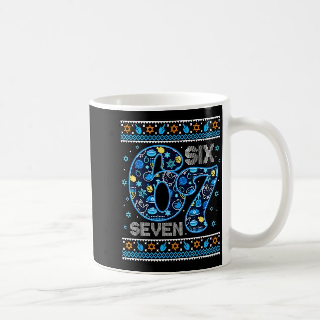 Hanukkah 67 Festive Dreidel Ugly Sweater Jew Six S Kaffemugg (Höger)