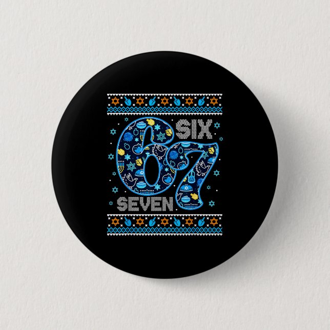 Hanukkah 67 Festive Dreidel Ugly Sweater Jew Six S Knapp (Framsida)