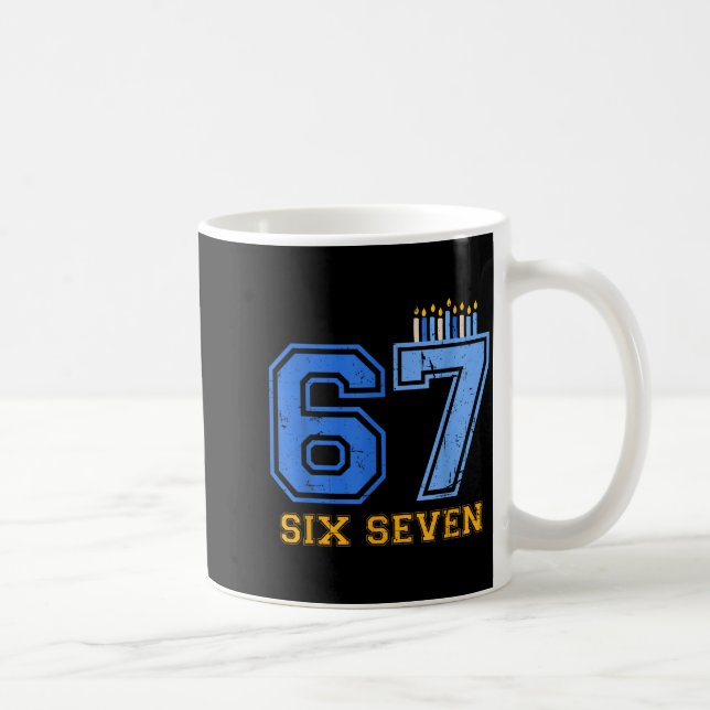 Hanukkah 67 Six Seven Boy Girl Kids 67 Meme Hanukk Kaffemugg (Höger)