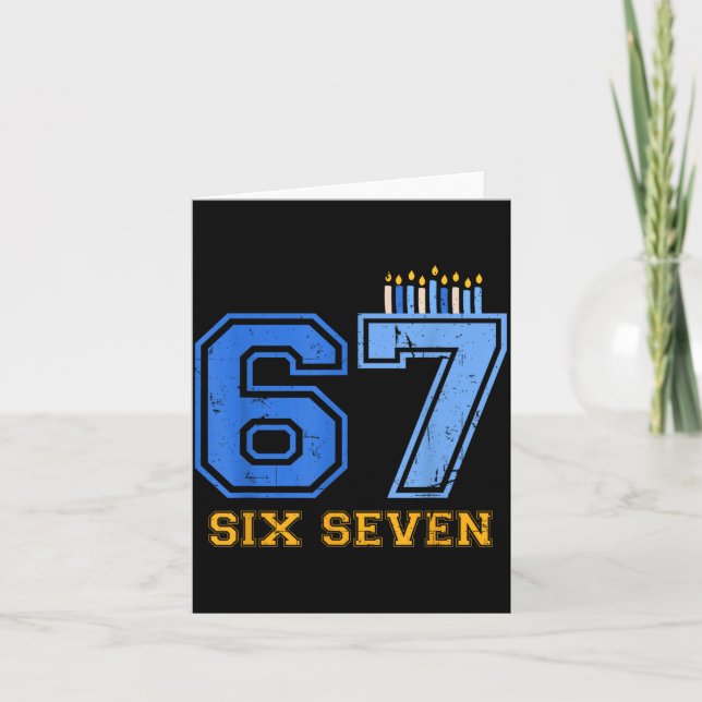 Hanukkah 67 Six Seven Boy Girl Kids 67 Meme Hanukk Kort (Framsida)
