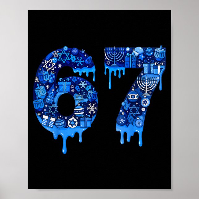 Hanukkah 67 Six Seven Boy Girl Kids 67 Meme Hanukk Poster (Framsidan)