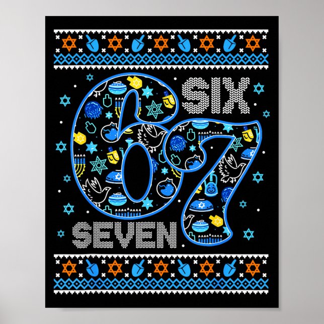 Hanukkah 67 Six Seven Boy Girl Kids 67 Meme Hanukk Poster (Framsidan)