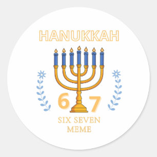 Hanukkah 67 Six Seven Meme Runt Klistermärke