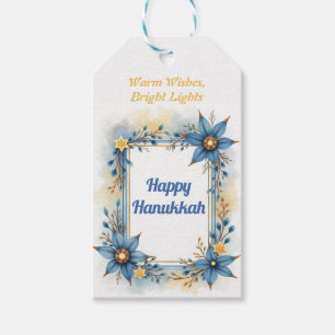 Hanukkah akvarell Blommig Glans Presentetikett