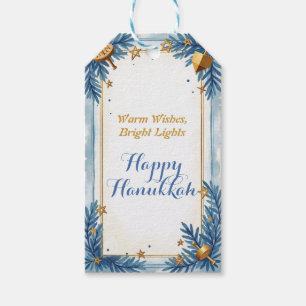 Hanukkah akvarell Golden Glow Presentetikett