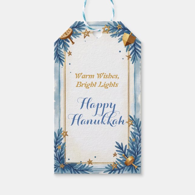 Hanukkah akvarell Golden Glow Presentetikett (Framsidan)