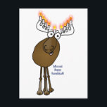 Hanukkah älg! helg vykort<br><div class="desc">Denna tecknadälgmenora önskar lite dig en Moosed lycklig Hanukkah!</div>