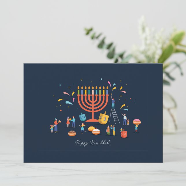 Hanukkah Anpassad Kort  (Stående Fram)