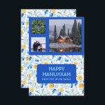 HANUKKAH ANPASSNINGSBAR PHOTOS Driedel Gelt Helgda<br><div class="desc">Anpassa det här platta kortet genom att lägga till egen text och foton på framsidan eller baksidan. Det finns ett rutnät framför fotona som gör det enklare att använda storleka foton som du har och behålla dem i ett kvadratiskt format. Du kan ta bort stödrastret eller ändra färgen eller tjockleken...</div>
