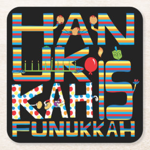 Hanukkah är Funukkah Underlägg Papper Kvadrat