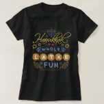 Hanukkah är hel en rolig Latkeroligt T Shirt<br><div class="desc">Denna Hanukkah t-skjorta presenterar det humoristiskt formulerar,  "Hanukkah är en hel latkeroligt.",  Designen inkluderar teckningar av dreidels,  en menora,  davidsstjärnan och mer smyckningar. Färgpaletten är grått-blått,  ljusrött,  guld och bruntet.</div>