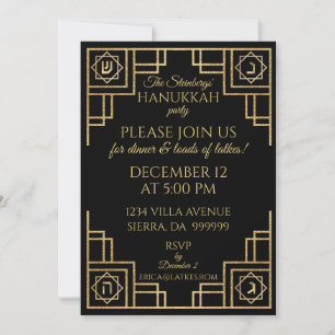 Hanukkah Art Deco Inbjudningar