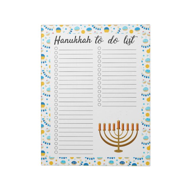 Hanukkah-attgörandelista Anteckningsblock (Roterad)