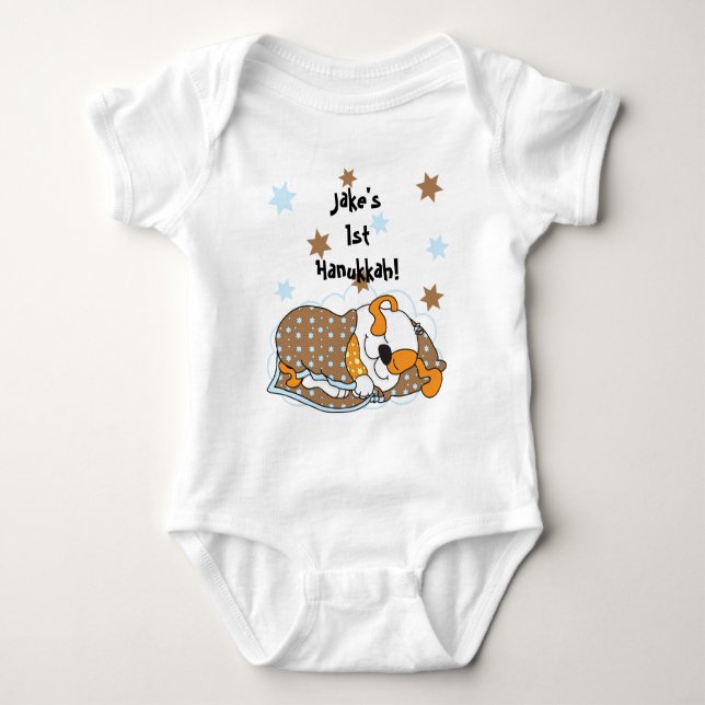 Hanukkah Baby Body Kostym/hund/Brown Orange T-shirt (Framsida)