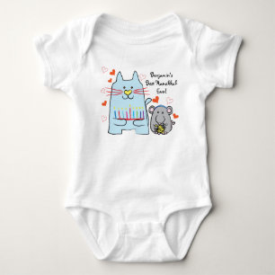 Hanukkah Baby Jersey Body Kostym/Blue Cat and Mous T-shirt