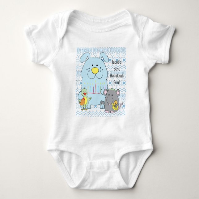 Hanukkah Baby Jersey Body Kostym/Cat+Mouse+Bird Tee Shirt (Framsida)