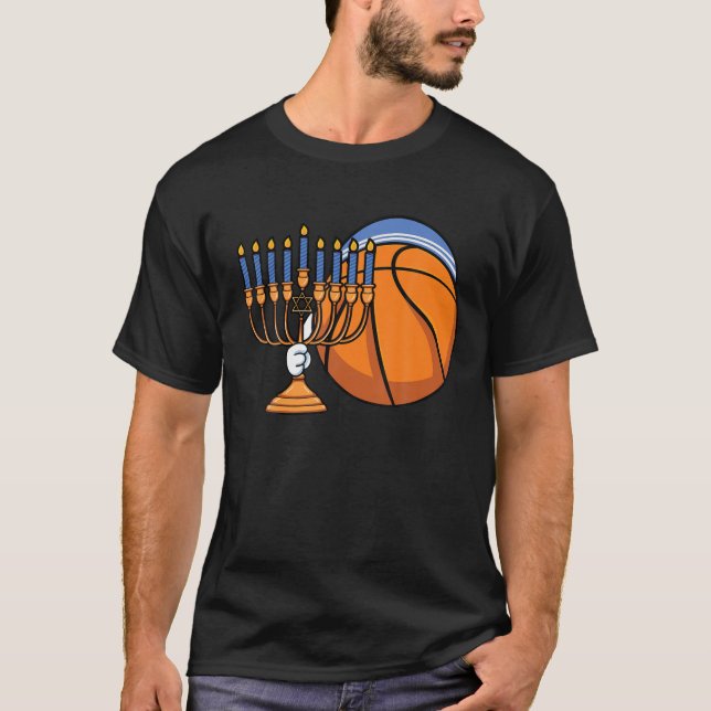 Hanukkah Basketball Festival Ljus Chanukah Je T Shirt (Framsida)