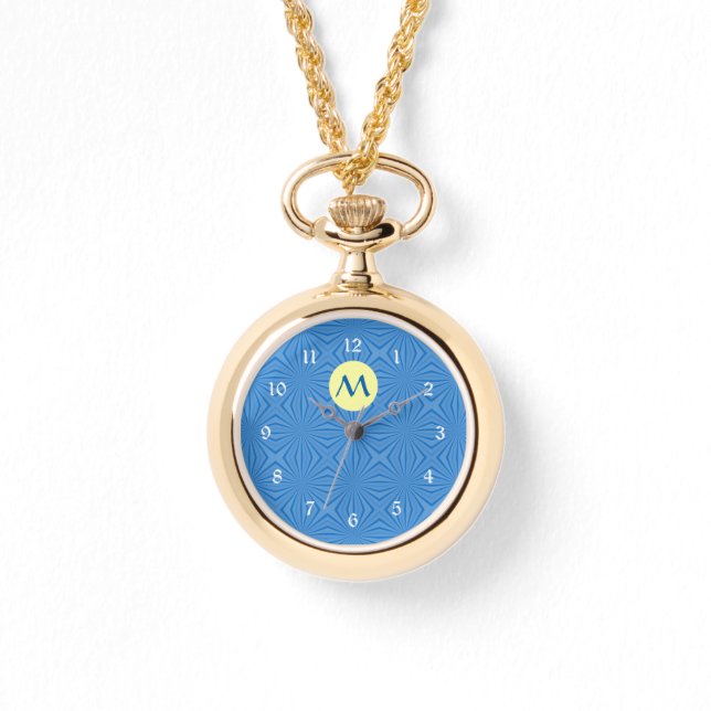 Hanukkah Blå Snirkliga Rutor  Armbandsur (Framsida)