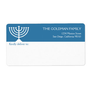 Hanukkah blå vit Menorah-helgdag Fraktsedel