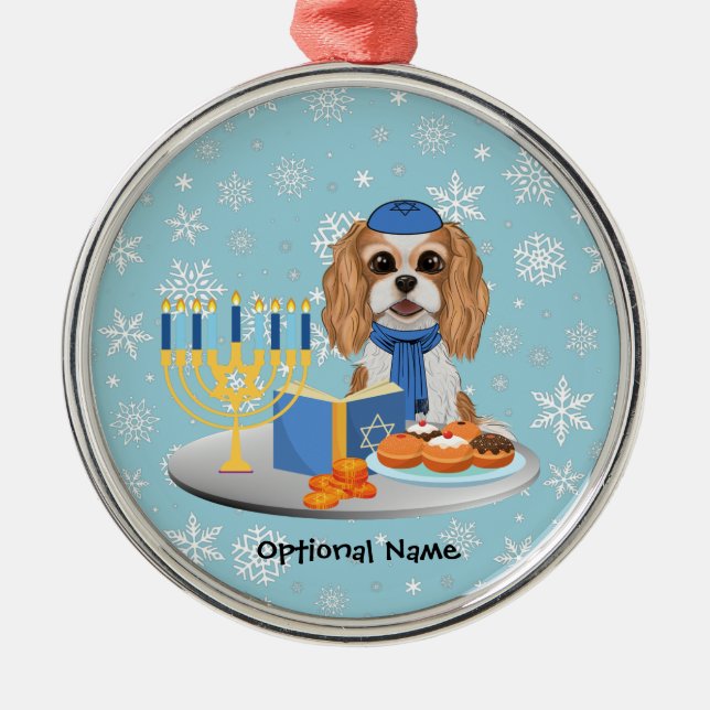 Hanukkah Blenheim Cavalier Kung Charles Spain Wr Julgransprydnad Metall (Framsidan)