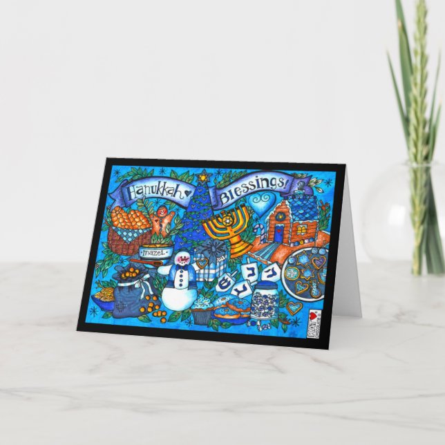 Hanukkah Blessings 7 x 5-kort Kort (Framsida)