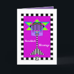 Hanukkah Blessings hälsningskort Kort<br><div class="desc">Denna mångfärgade hanukkiah,  som gränsar till svart och vitt rand och som läggs ovanpå en stjärna av David,  önskar hjärtligt Hanukkah Blessings,  eller så kan du ändra känslan. Insida är gränsat och samordnat för ert skrivnöje. ~ karyn</div>