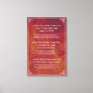 Hanukkah Blessings Hebrew English Candle Lighting Canvastryck