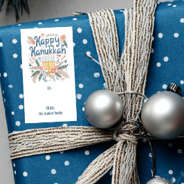 Hanukkah-Blommigtar Hand-dragen ANPASSNINGSBAR TO  Adressetikett