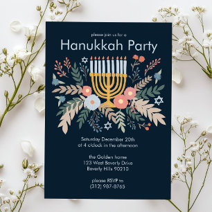 Hanukkah-Blommigtar Handdragen Art ANPASSNINGSBAR Inbjudningar