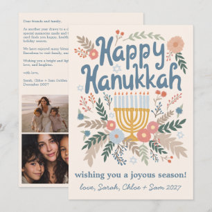 Hanukkah-Blommigtar Handdragen Art ANPASSNINGSBAR  Julkort