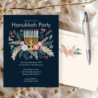 Hanukkah Blommigts Hand-draw ANPASSNINGSBAR Party-