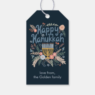 Hanukkah Blommor Handritat SKRÄDDARSYTT Presentetikett
