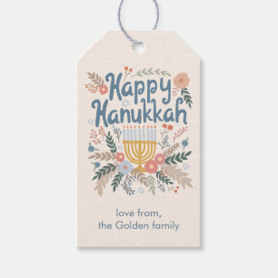 Hanukkah Blommor Handritat SPECIALTILLVERKAT Presentetikett