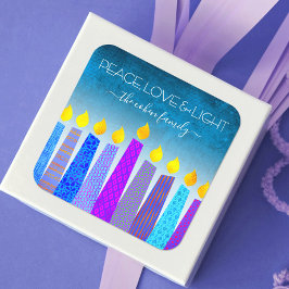 Hanukkah Blue Boho Candles Turkvoise Peace Kärlek Fyrkantigt Klistermärke