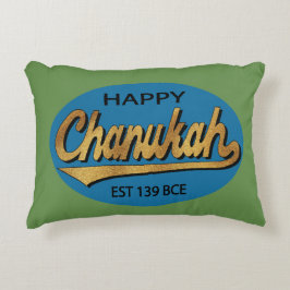 Hanukkah Blue/Grönt Pillow ’Chanukah Retro BCE’ Prydnadskudde