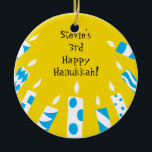 Hanukkah Blue/Gult Candles Ornament<br><div class="desc">Hanukkah Blue/Gult Candles Ornament. Anpassa varje sida genom att ta bort befintlig text och lägga till en egen med ditt favoritteckensnitt stil,  färg och storlekt. Lycklig Hanukkah! Tack för att du shoppade och stannade kvar!</div>
