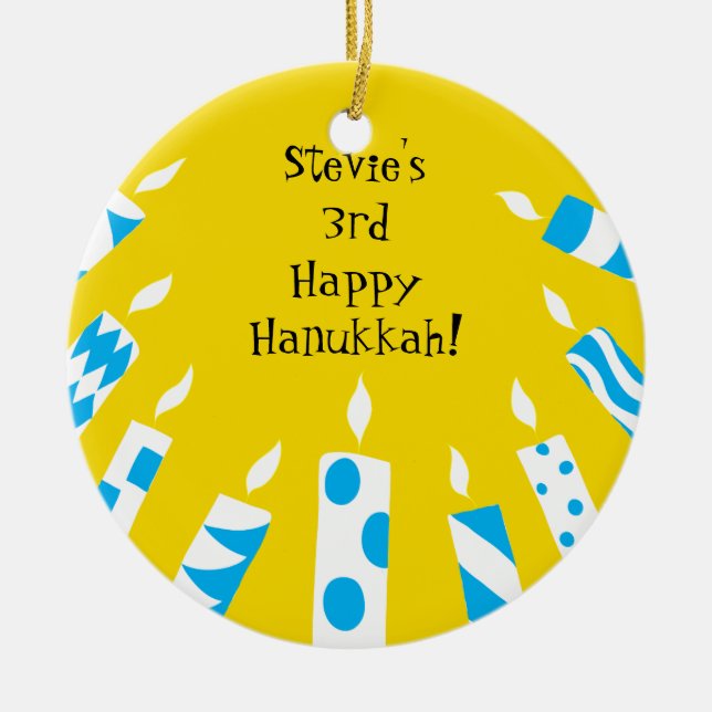 Hanukkah Blue/Gult Candles Ornament (Framsidan)