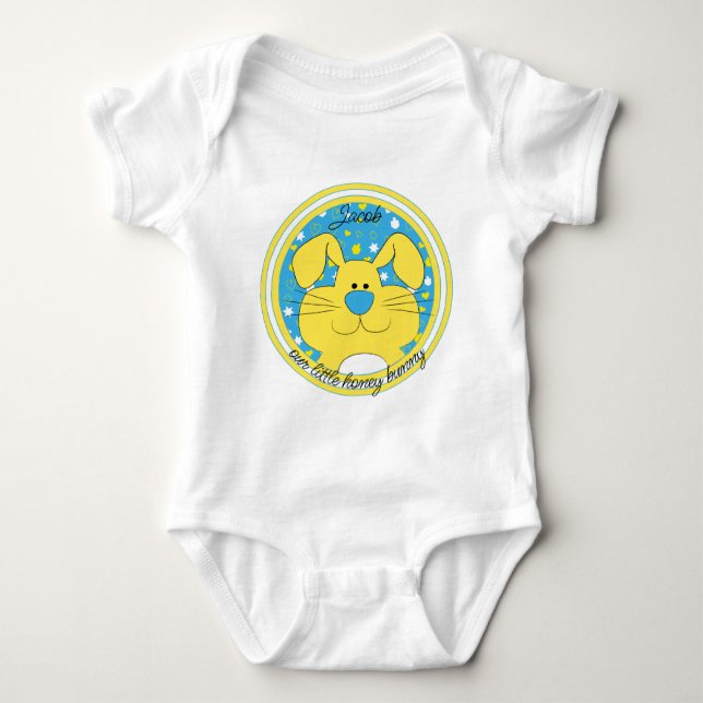 Hanukkah "Blue Honey Bunny" Baby Strampeloverall B T Shirt (Framsida)