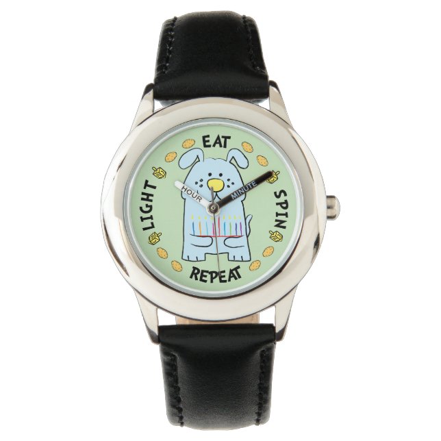 Hanukkah Blue Hund Watch Personalize Armbandsur (Framsida)