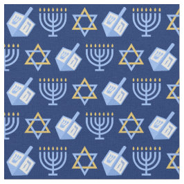 Hanukkah Blue Menorah Dreidel Mönster Chanukah Tyg