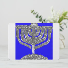Hanukkah blue och silver antique menorah julkort