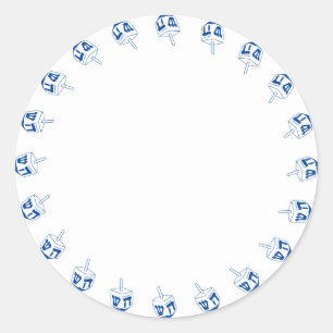 Hanukkah blue och white Dreidel gräns blank söt Runt Klistermärke