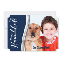 Hanukkah Blue och White med Photo och Namn