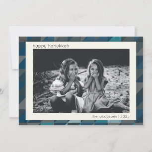 Hanukkah Blue Ombre Modern Geometric Mönster Julkort