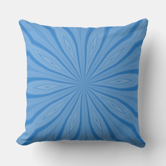 Hanukkah Blue Radial Streaks Fractal Utomhuskudde (Framsida)